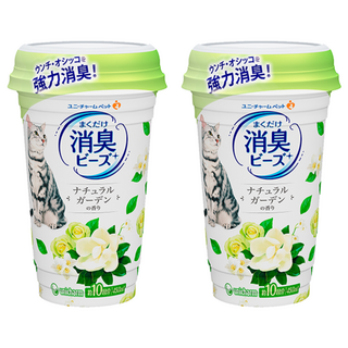 유니참 고양이 뿌려쓰는 비즈 탈취제 네추럴 그린향, 450ml, 2개