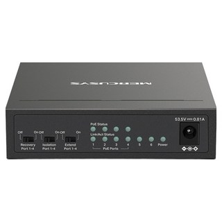 MERCUSYS 水星網路 MS106LP 6-Port 10/100Mbps 桌上型交換器 4-Port PoE+ 40W PoE 預算 金屬外殼, 1個