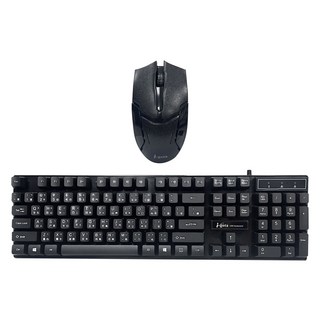 i-gota 愛購它 懸浮輕快手感有線鍵鼠組 KM-02 防水 U型鍵帽, Black