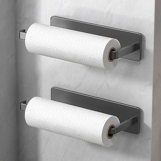 유티 무타공 부착식 다용도 키친타올걸이, 그레이, 2개