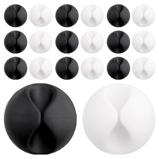 Tamsaa 黏貼式圓形集線器 黑色&白色 10個, 黑色，白色, 2組