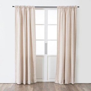 HOLA 和樂家居 克萊歐 迴紋緹花雪尼爾落地窗簾, 芒草棕