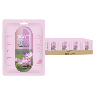 JIGOTT 鎖水保濕安瓶面膜 蓮花 改善瑕疵膚色 27ml, 15件, 1組