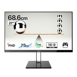 AlphaScan FHD FreeSync 75 DP 護眼螢幕 + DP 連接線, 68.6cm, AOC 27V2Q