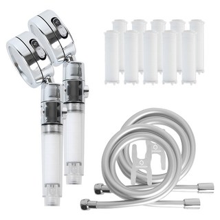 홈다움 3단조절 온오프 다기능 샤워기 + 필터 5p + 안꼬이는 말랑이 PVC 샤워호스 1.5m, 2개, 화이트