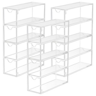 四層收納抽屜 01 17.5 x 6.3 x 24.6cm, 透明色, 3個