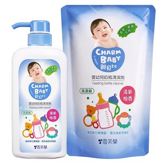 雪芙蘭 CHARM BABY 親貝比嬰幼兒奶瓶清潔劑補充包 高濃縮 蘋果/食品可用 清新柚香, 1.3L, 1組