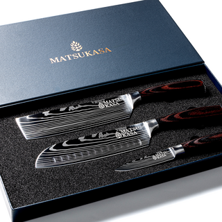 마츠카사 다마스커스칼 3종 세트 C, 미니중식도 + 산도쿠식도 + 과도, 1세트