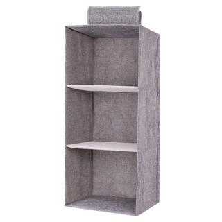 上手家居 棉麻 可水洗加厚衣櫥掛袋3層, 棉麻灰