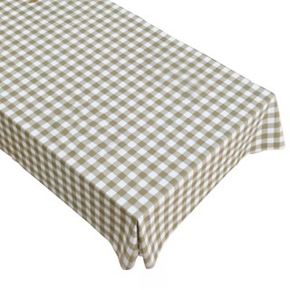 北歐風餐桌布桌巾茶几桌墊 PVC防水防燙防油可水洗擦拭, 淺咖中格 直切邊, 1個, 200 x 140cm