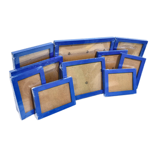 iINDOORS 北歐簡約實木相框 2cm厚框 進口無節松木相框 透明面板 配有黏土, 藍色 + 白色, 10件