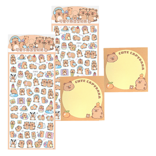 StarQ 明日工作室 可愛水豚造型貼紙 附可愛便簽, 可愛水豚, 2張