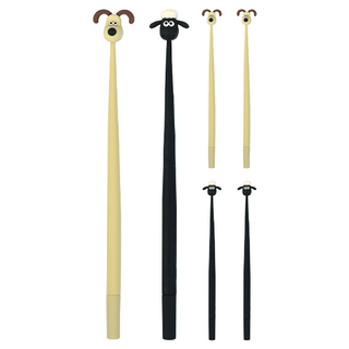 핑크풋 3000 월레스와 그로밋 흔들이 중성펜 2종 세트 0.5mm, 베이지, 블랙, 3세트