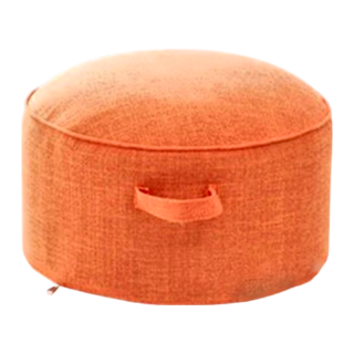 手提亞麻圓形厚墊椅凳, 橘色, 1個