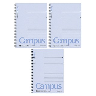 KOKUYO Campus 雙線圈筆記本B5 A罫 藍色 書寫舒適 方便攜帶 簡約清新, 3本