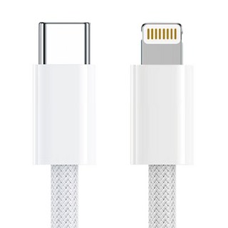 biaze畢亞茲 Type-C to Lightning 數據線 蘋果快充編織 USB2.0 9V/3A 27W, 1.5m, 白色, 1條