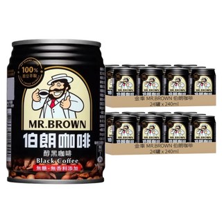 金車 MR.BROWN 伯朗咖啡 醇黑咖啡 無糖, 240ml, 48罐