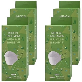 久富餘 KF94韓版4層立體醫療口罩 雙鋼印 成人均碼, 雲朵碧綠, 10片, 4盒
