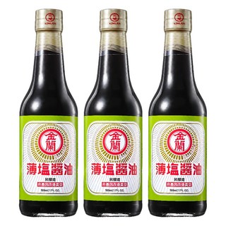 金蘭 薄鹽醬油，減鹽香馥 台灣製造，500ml, 3瓶