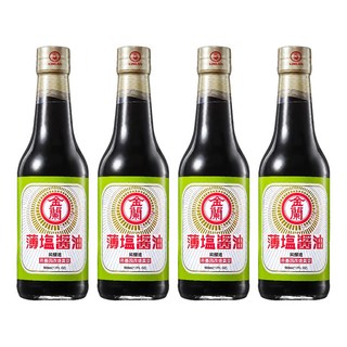 金蘭 薄鹽醬油，減鹽香馥 台灣製造，500ml, 4瓶
