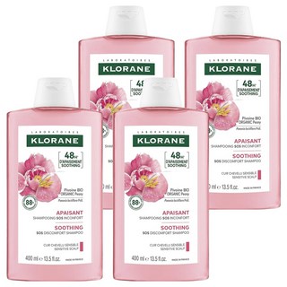 KLORANE 蔻蘿蘭 速效舒敏洗髮精 400ml 舒緩頭皮乾癢 提升頭皮防護力 pH值弱酸性, 4瓶