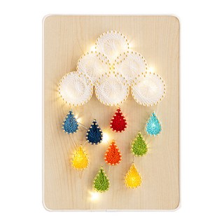 半島良品 DIY手作釘子畫弦絲掛畫 附燈串 21 x 30 x 1cm, 彩虹雨