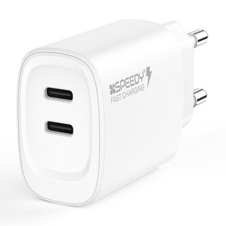 SPEEDY Gan 25W PPS Type-C 2埠高速多功能充電器, 白色, 1個