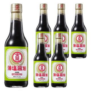 金蘭 薄鹽醬油，減鹽香馥 台灣製造，500ml, 6瓶