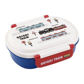 Skater 銀離子橢圓形雙扣便當盒, 白色 + 藍色 + 紅色, 1個