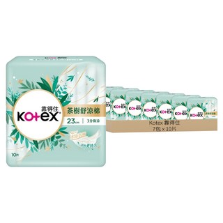 Kotex 靠得住 茶樹舒涼棉 涼感衛生棉, 23cm, 10片, 7包