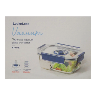 LocknLock 樂扣樂扣 頂級透明玻璃真空保鮮盒 長方形分隔, 630ml, 1個
