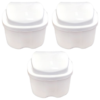假牙收納盒 白色 大, 1入, 3個
