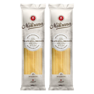 la Molisana 茉莉 石臼碾磨 義大利直麵 NO.15, 嚴選杜蘭小麥研磨, 銅模壓製技術, 高含量蛋白質, 500g, 2包
