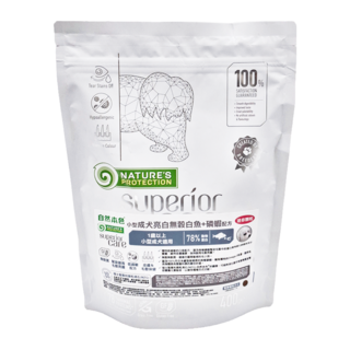 NATURE'S PROTECTION 自然本色 1歲以上小型成犬適用 亮白無榖配方飼料 犬用, 白魚 + 磷蝦, 400g, 1包
