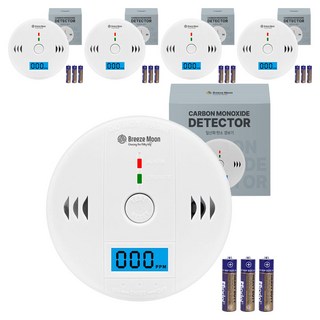Breeze Moon 一氧化碳警報器 + 電池組, 白色, 5套