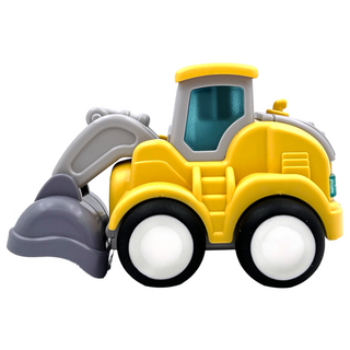 PUKU 藍色企鵝 樂玩按壓慣性工程車 趣味小推土機 手動按壓 旋轉活動關節 圓滑外型不誤傷, 推土機, 1個