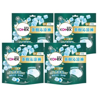 Kotex 靠得住 茶樹沁涼褲 褲型衛生棉, M(22~34吋), 2片, 4包