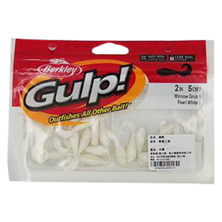 Berkley 貝克力 Gulp!Minnow Grub 魚頭捲尾蛆 軟蟲 路亞 捲尾蛆 GMG2-PW 2吋, 白色, 1包