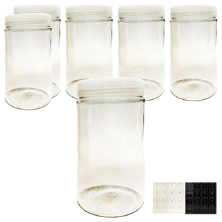 B PROJECT 圓形食材保管容器 收納罐, 1組, 6個容器 + 6個蓋子 + 32張貼紙