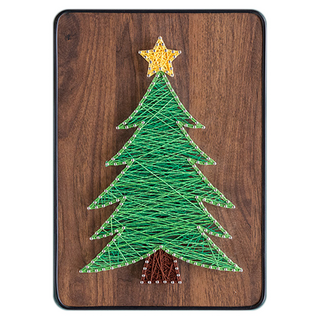 半島良品 DIY手作釘子畫弦絲掛畫 附燈串 21 x 30 x 1cm, 聖誕樹