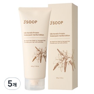 제이숲 실크 케라틴 단백질 노워시 헤어 워터팩 바닐라 에디션, 200g, 5개