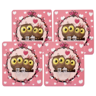 Easy 易立家 無痕掛勾-13cm衣架收納架, 粉紅貓頭鷹, 2組