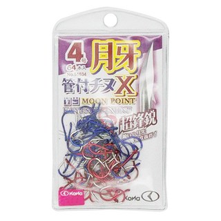 KoNa 柯納 月牙 Moon Point 管付 三角牙尖 倒鉤 雙色鉤 魚鈎 No.51034, 4號, 1個