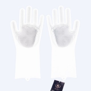 딩동펫 반려동물 죽은털 제거 목욕장갑 양손착용 세트 33.5 x 12.5 cm, 화이트, 1개