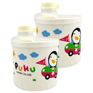 PUKU 藍色企鵝 加大容量四格奶粉盒, 輕巧耐摔易清洗, 定量旋轉, 乾淨不沾手, 2個