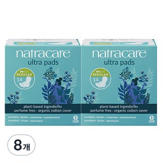 나트라케어 울트라 패드 생리대 날개형 레귤러, 소형, 14개입, 8개