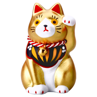 陶瓷招財貓 - 金貓, 金色, 80g, 1個