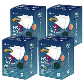 BLUE EAGLE 藍鷹牌 成人N95立體型醫用口罩 鼻樑壓條款 醫用口罩, 碧湖綠, 50片, 4盒