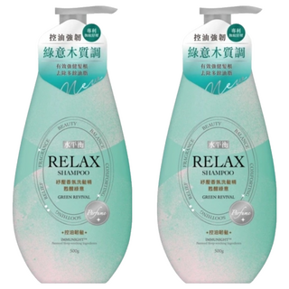水平衡 RELAX 紓壓香氛洗髮精 控油韌髮 甦醒綠意, 2個, 500g