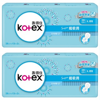 Kotex 靠得住 超吸洞 夜用超薄衛生棉 護翼型, 28cm, 39片, 2包